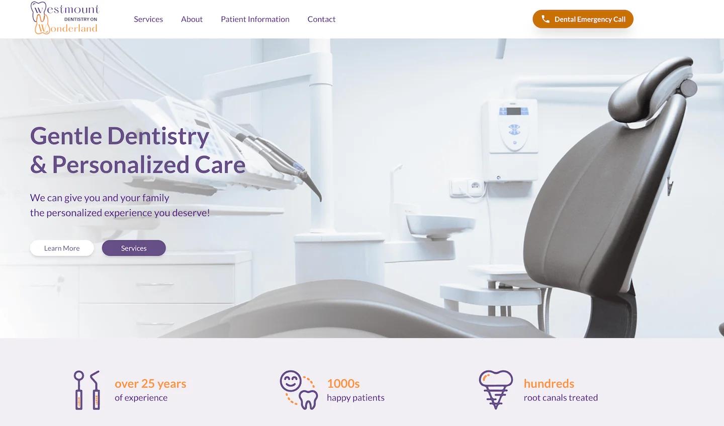 Westmount Dentistry on Wonderland website